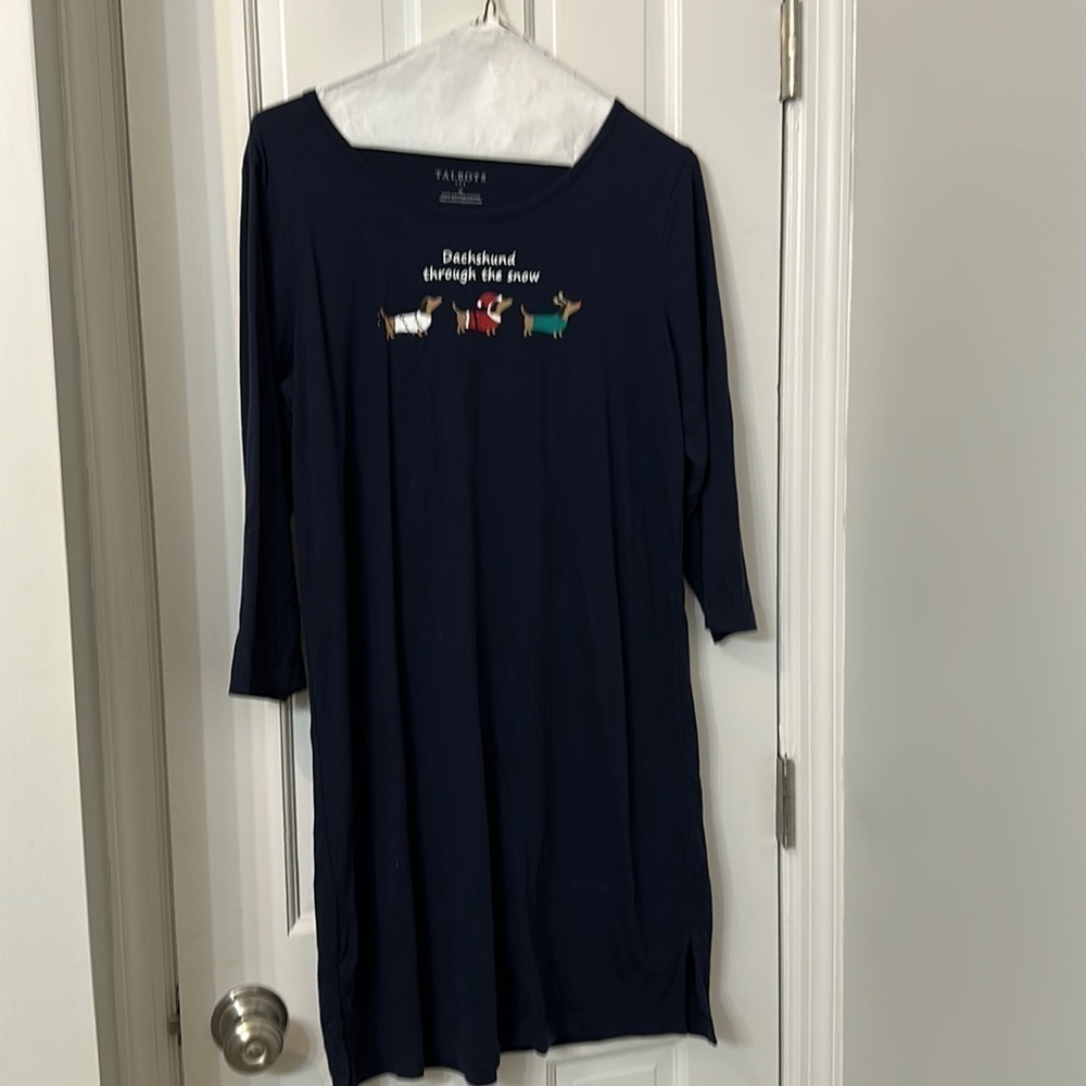 Talbots Dachshund navy gown M worn once clean